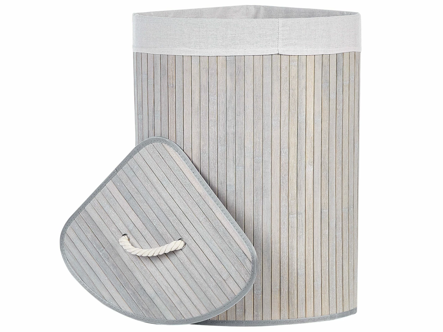 Korb Mit Deckel Bambusholz Hellgrau Eckig MATARA – Bild 4