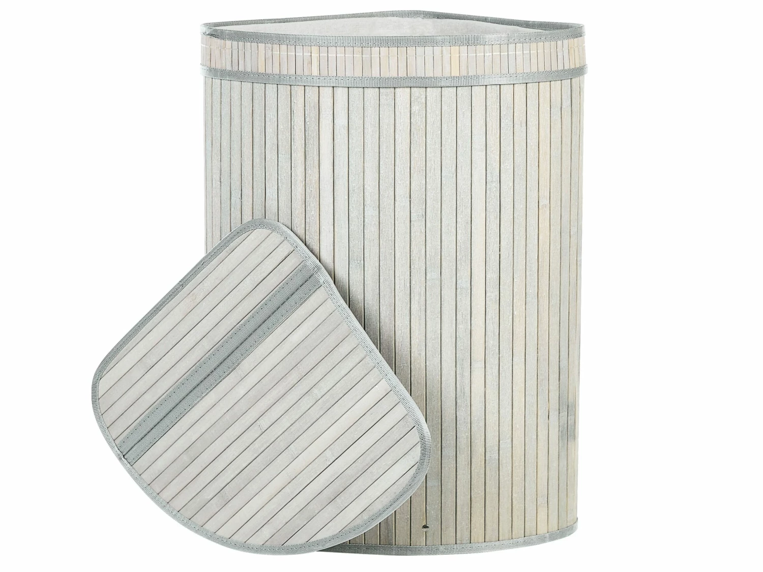 Korb Mit Deckel Bambusholz Hellgrau Eckig BADULLA – Bild 4