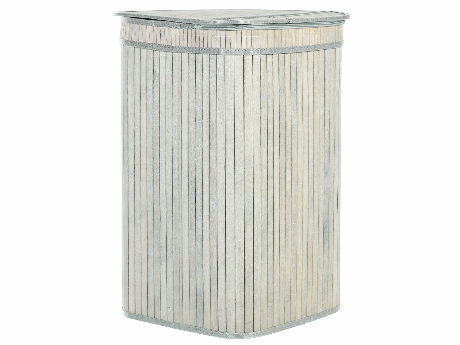 Korb Mit Deckel Bambusholz Hellgrau Eckig BADULLA – Bild 5