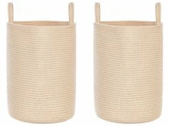 Textilkorb Baumwolle Hellbeige ⌀ 34 Cm 2er Set SARYK