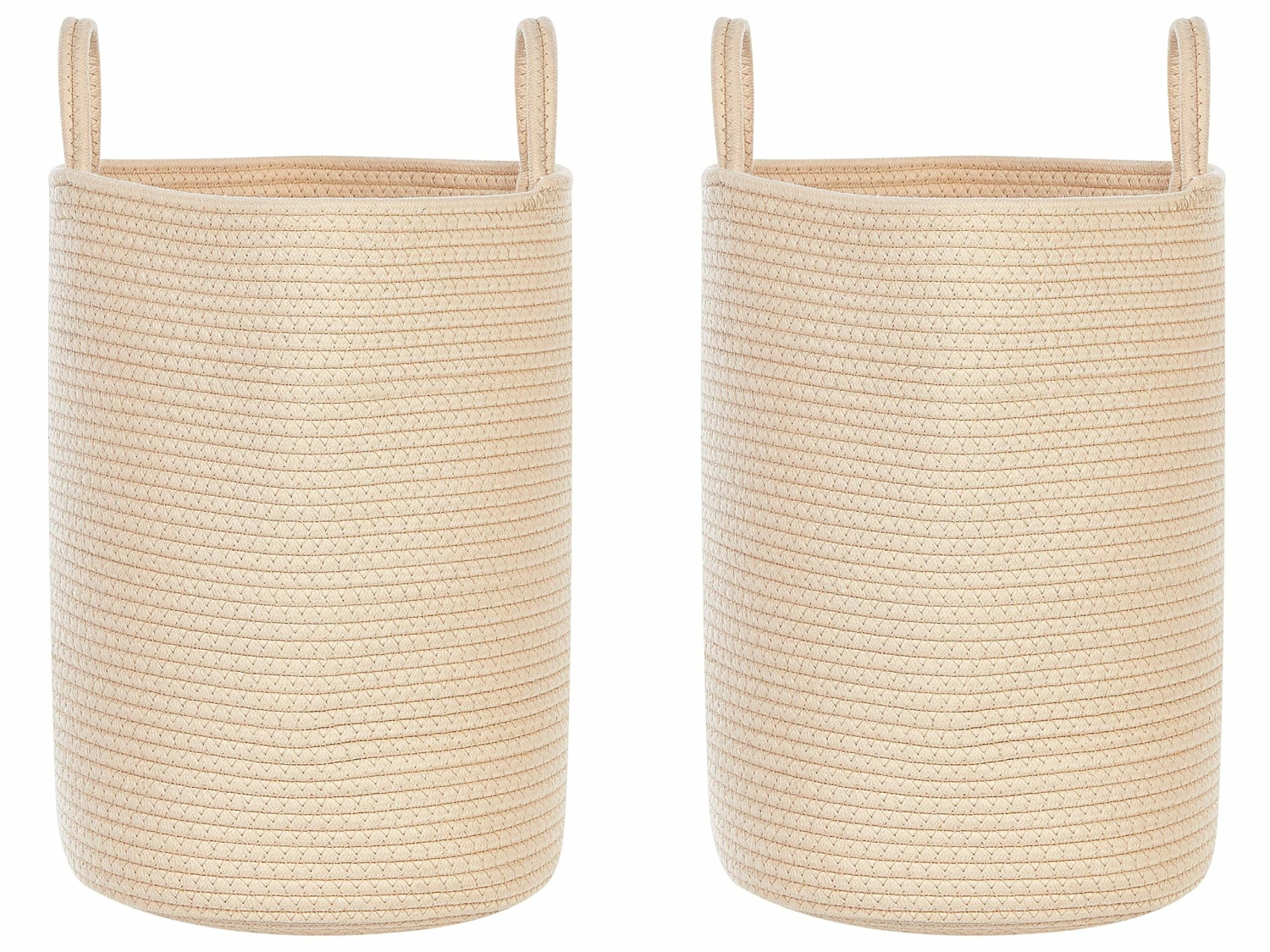 Textilkorb Baumwolle Hellbeige ⌀ 34 Cm 2er Set SARYK