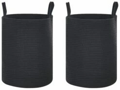 Textilkorb Baumwolle Schwarz ⌀ 34 Cm 2er Set SARYK