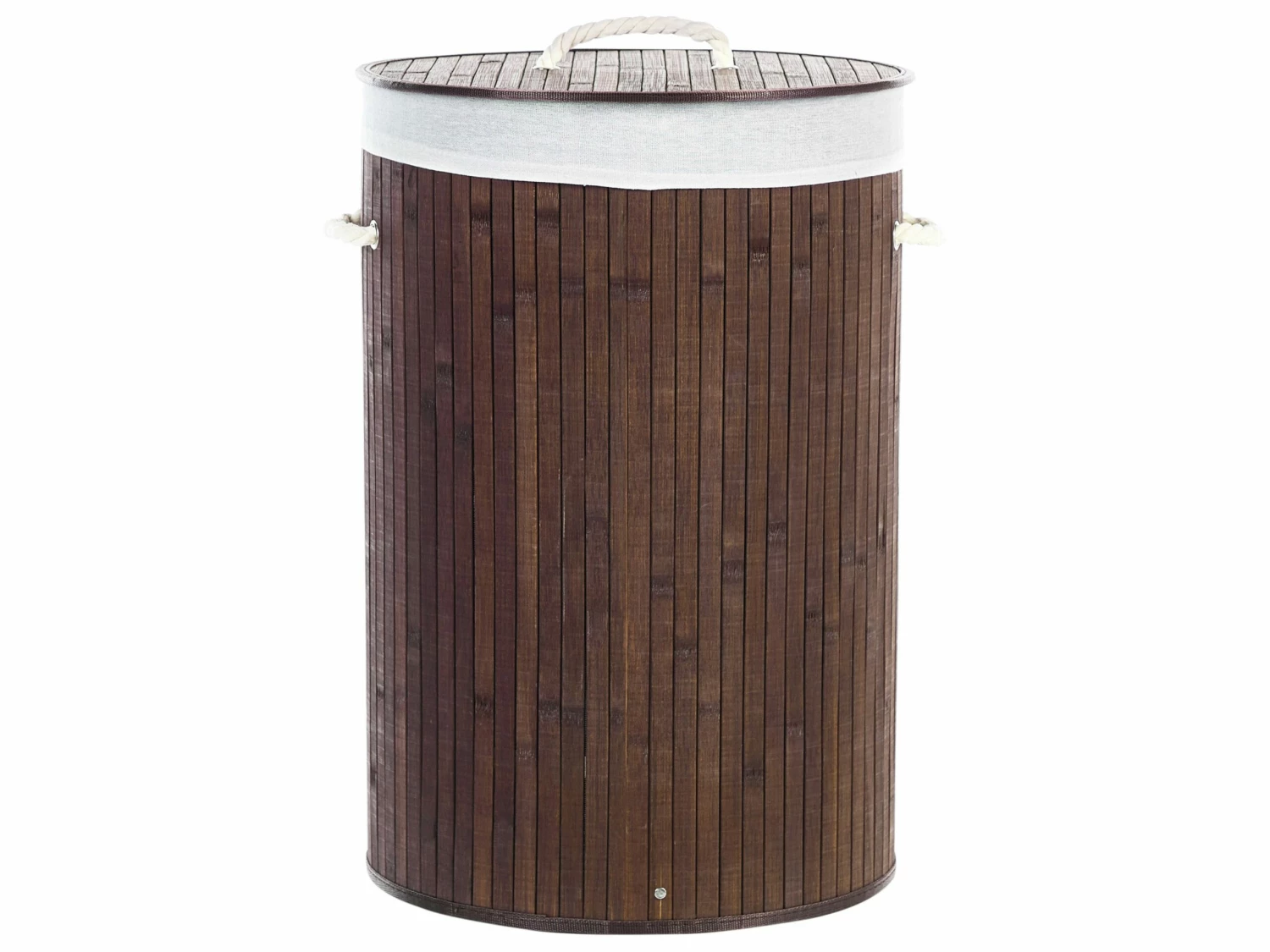 Korb Mit Deckel Bambusholz Dunkelbraun Rund SANNAR