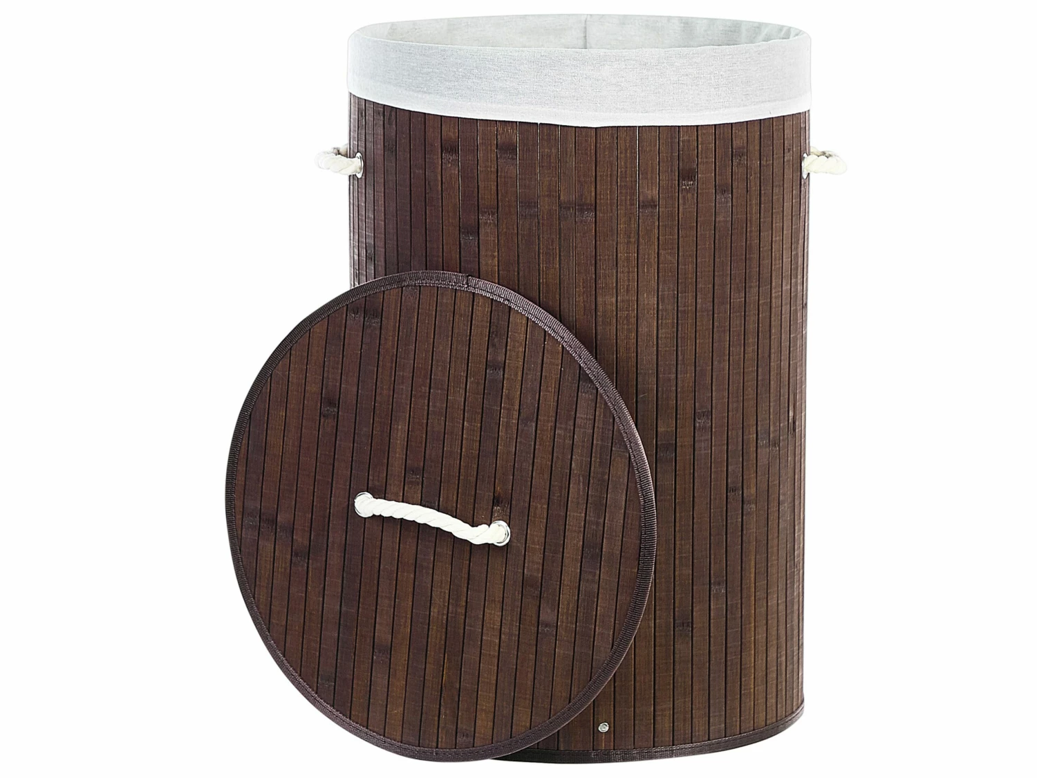 Korb Mit Deckel Bambusholz Dunkelbraun Rund SANNAR – Bild 3