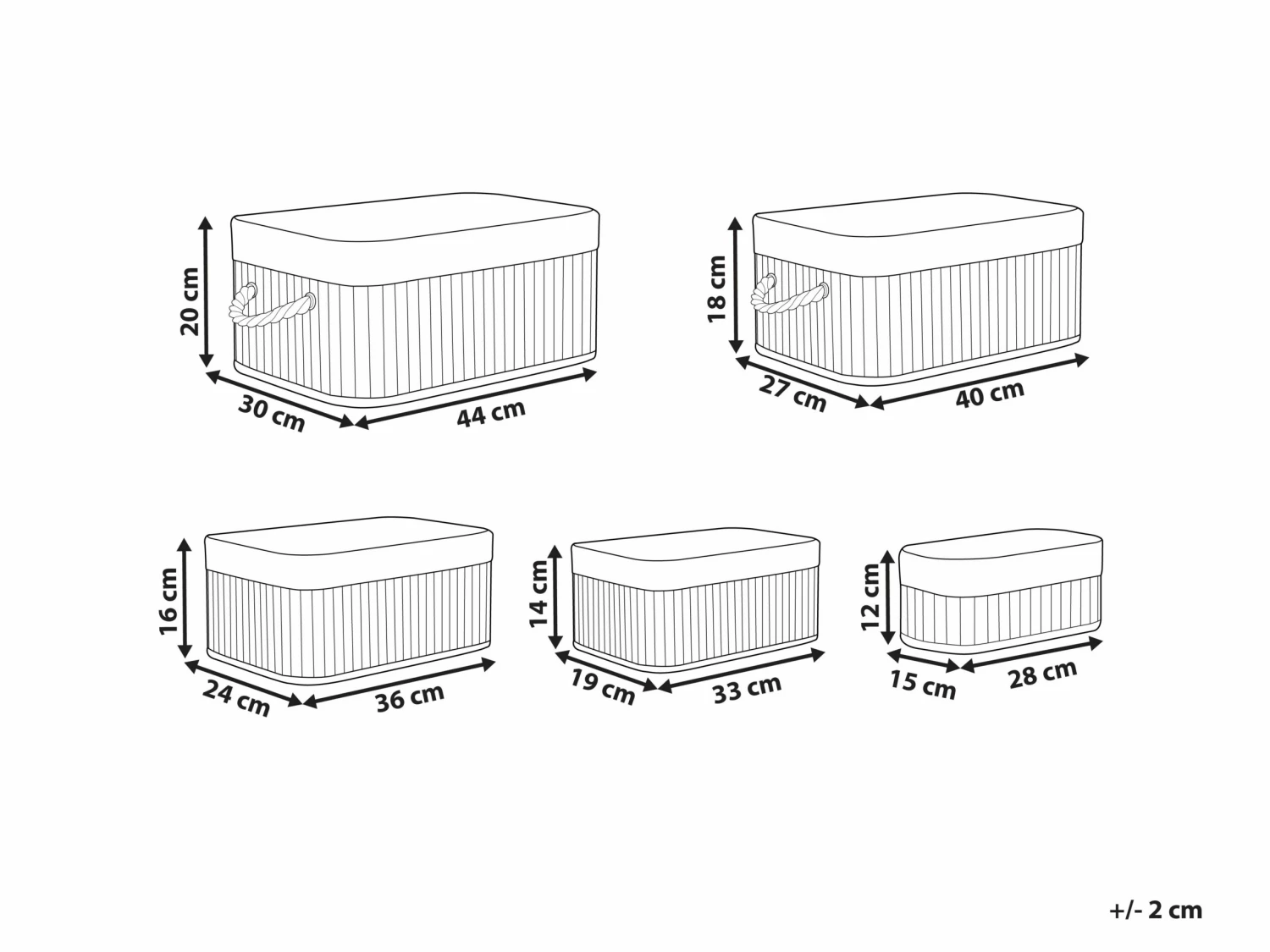 Aufbewahrungskorb Bambusholz Hellgrau 5er Set TALPE – Bild 10
