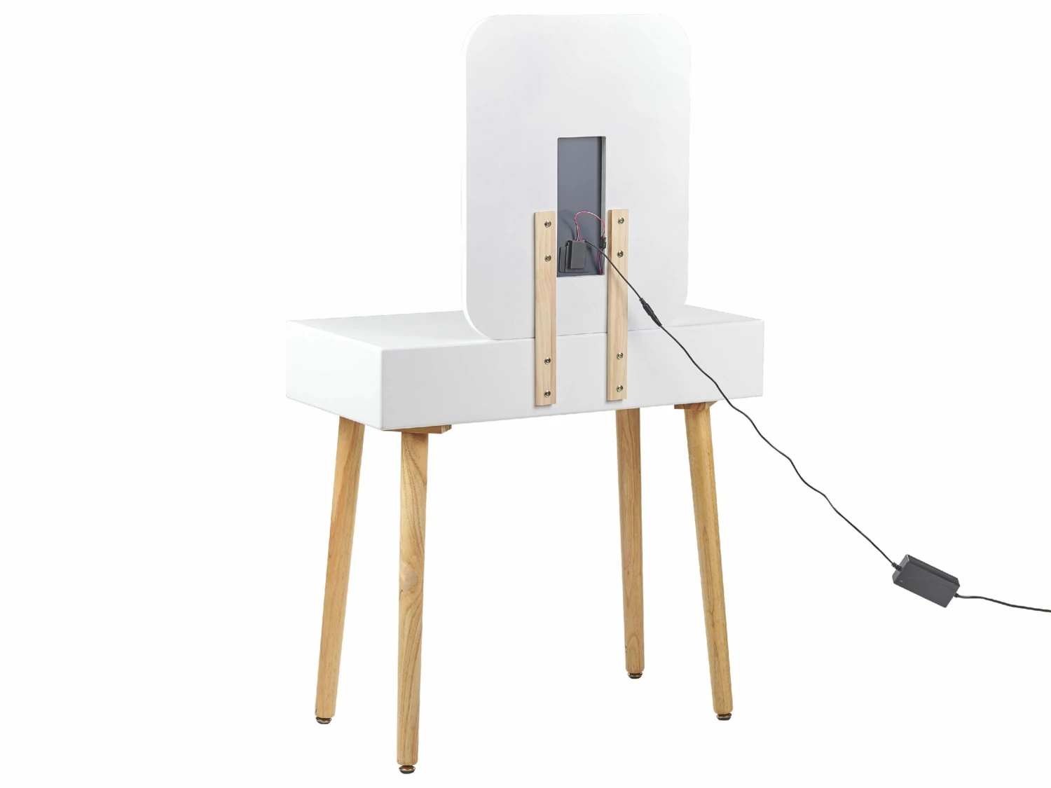 Schminktisch Mit 2 Schubladen, LED-Spiegel Und Hocker Weiß/Grau DIEPPE – Bild 8