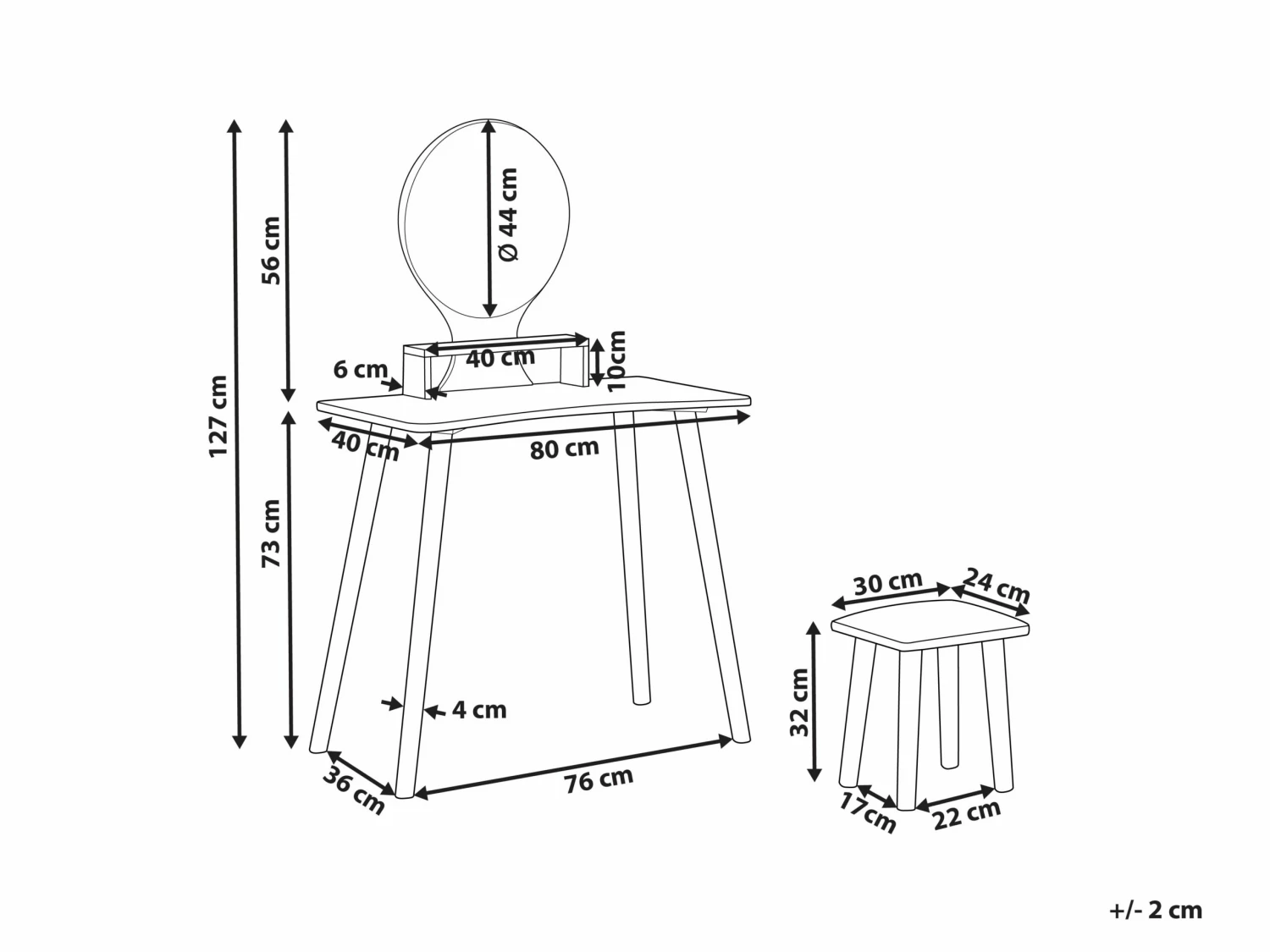 Schminktisch Mit Spiegel Und Hocker Weiß TOULOUGES – Bild 7