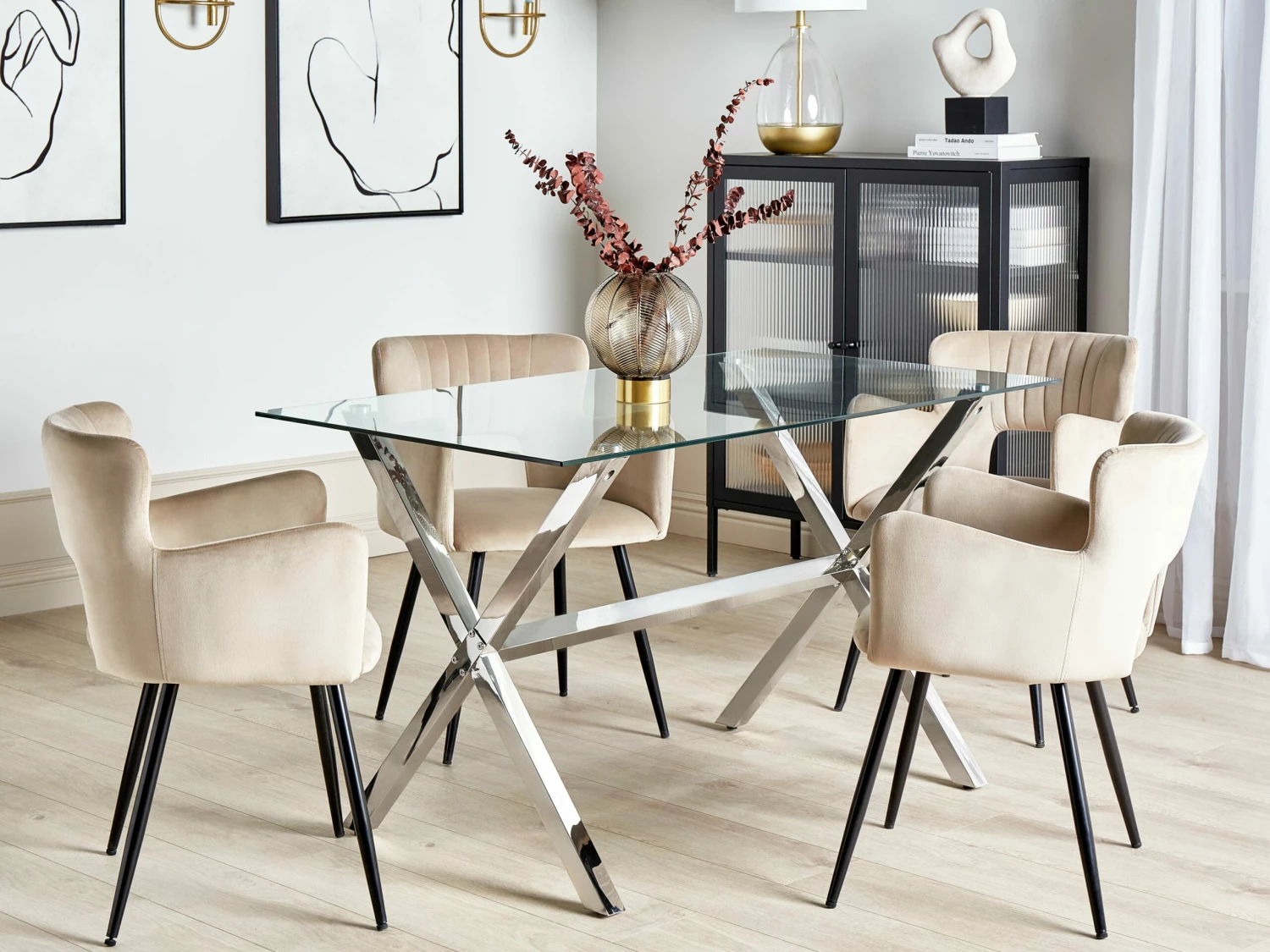 Esstisch Glasplatte Silber 130 X 70 Cm FLORIN – Bild 2