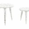 Beistelltisch 2er Set Mangoholz Gebrochenes Weiß CHANDRA