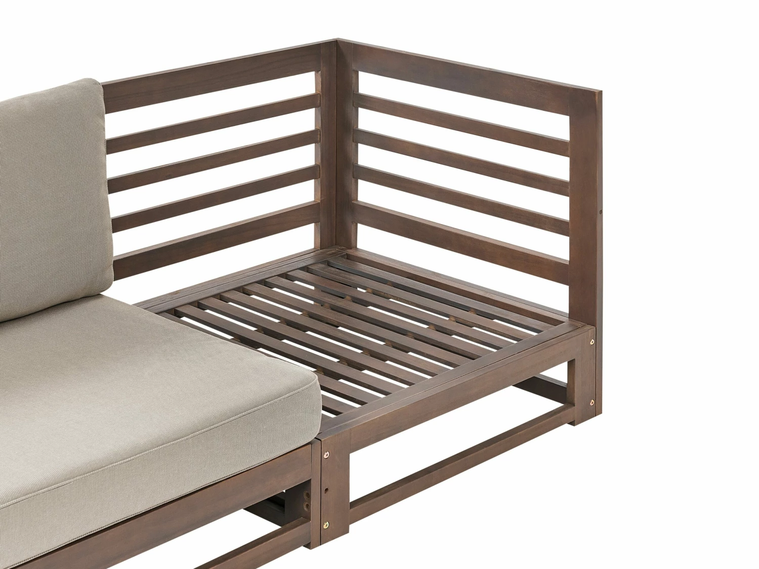 Gartensofa Zertifiziertes Akazienholz Dunkelbraun 2-Sitzer Auflagen Taupe TRANI – Bild 3