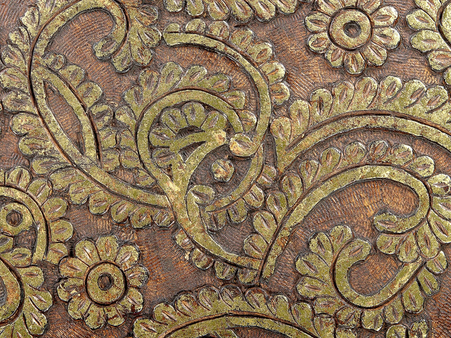 Beistelltisch 2er Set Mangoholz Dunkler Holzfarbton / Gold Rund CHANPI – Bild 7