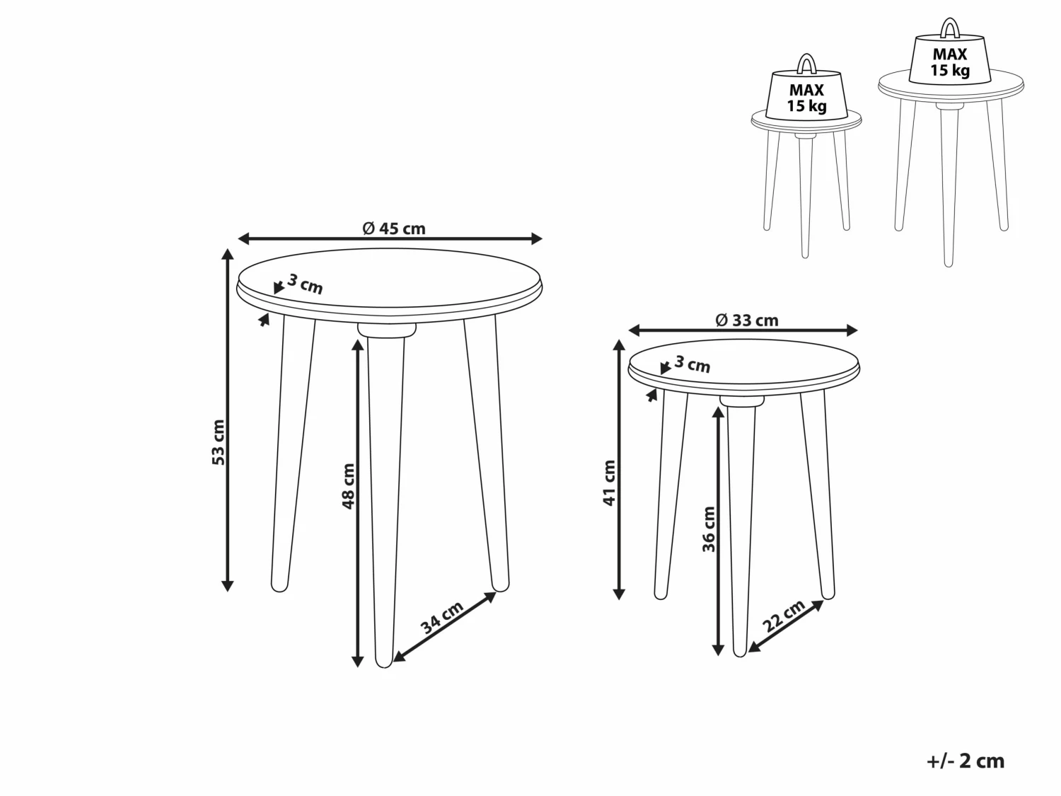 Beistelltisch 2er Set Aus Mangoholz Grau JATRA – Bild 7
