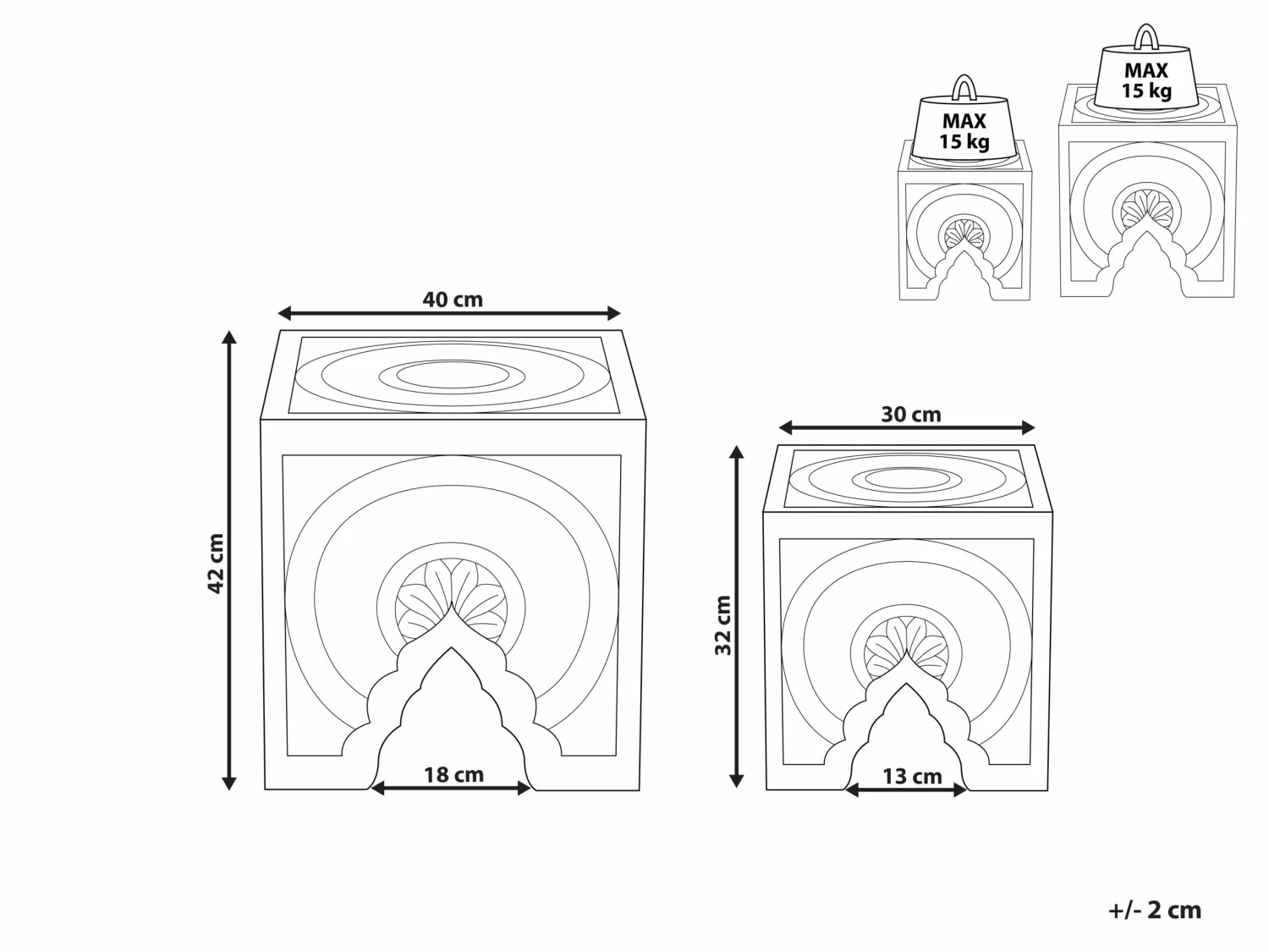 Beistelltisch 2er Set Dunkler Holzfarbton Quadratisch SHUKUR – Bild 8