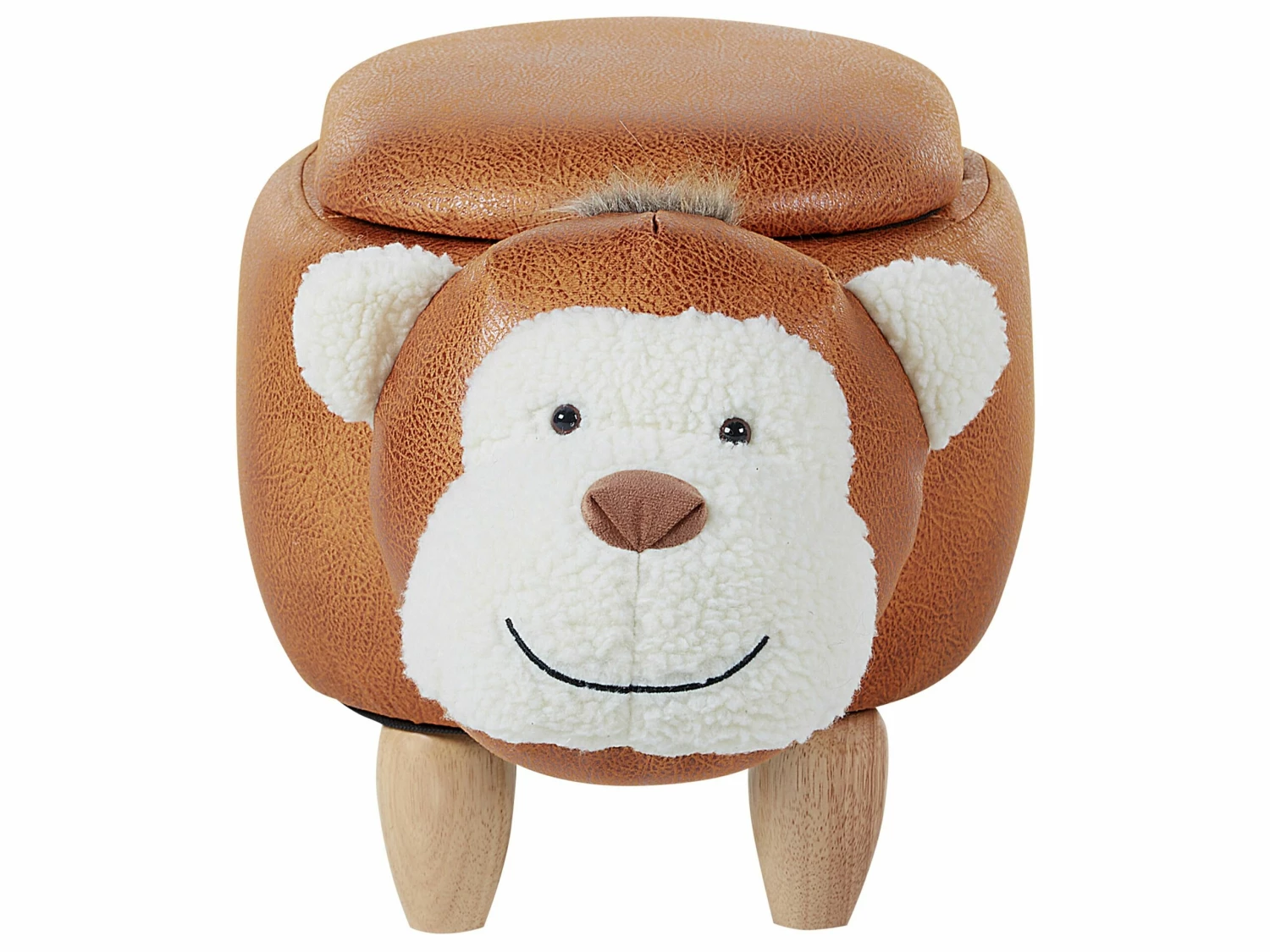 Hocker Lederoptik Mit Stauraum Braun MONKEY – Bild 4